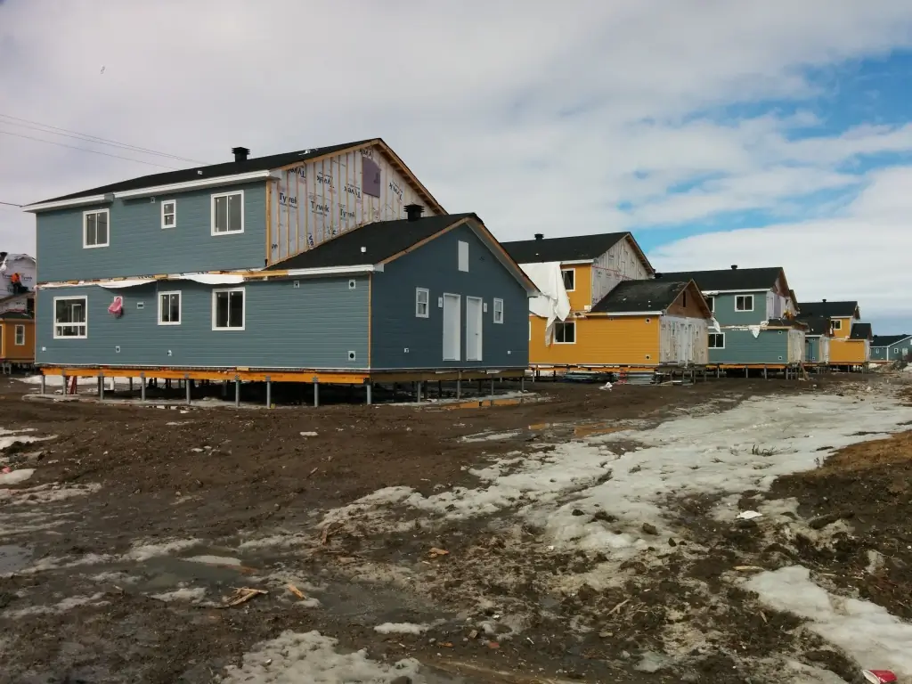 A chain of semi-detached housing units